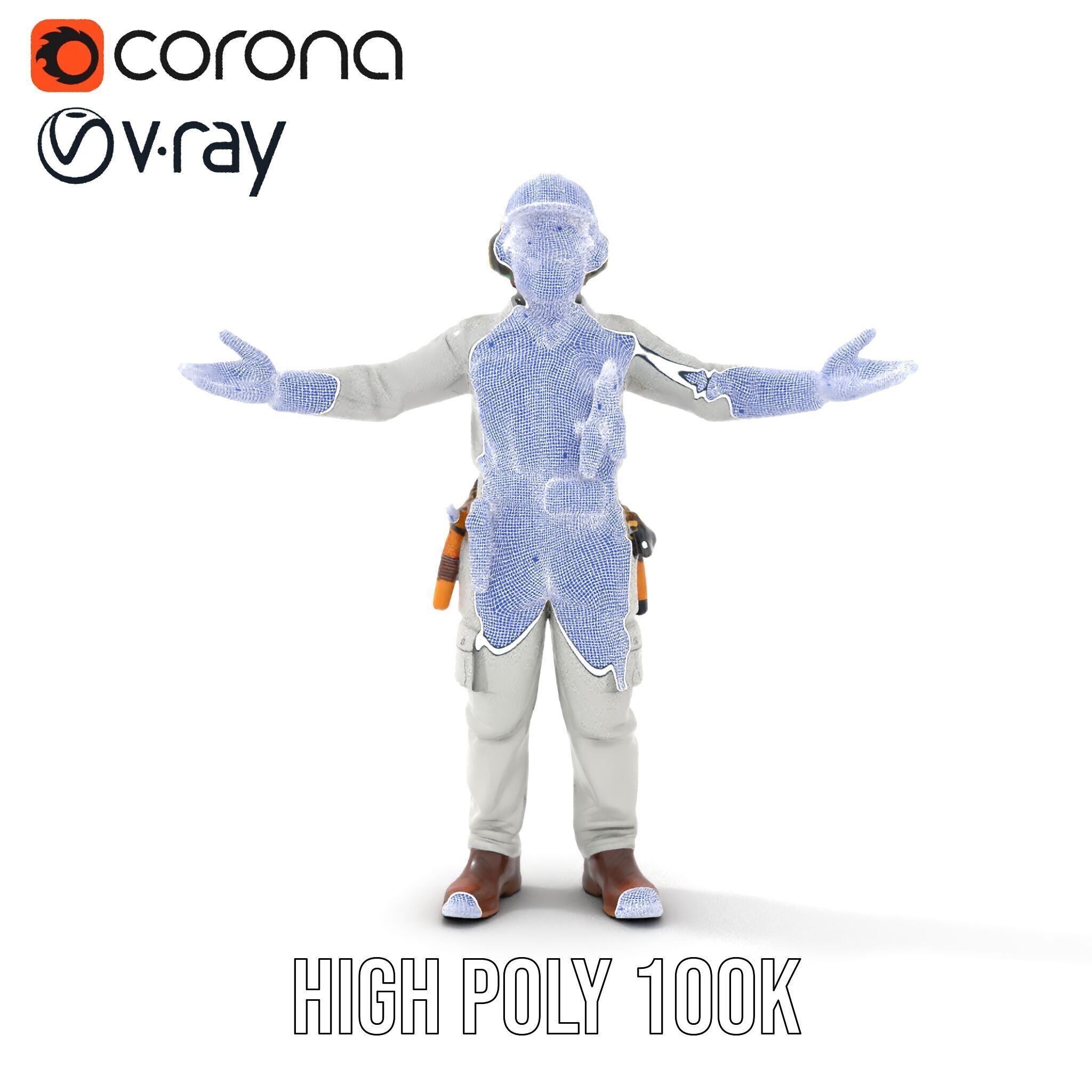 Engineer Character Model Rigged and Animated Low-poly 3D model_35