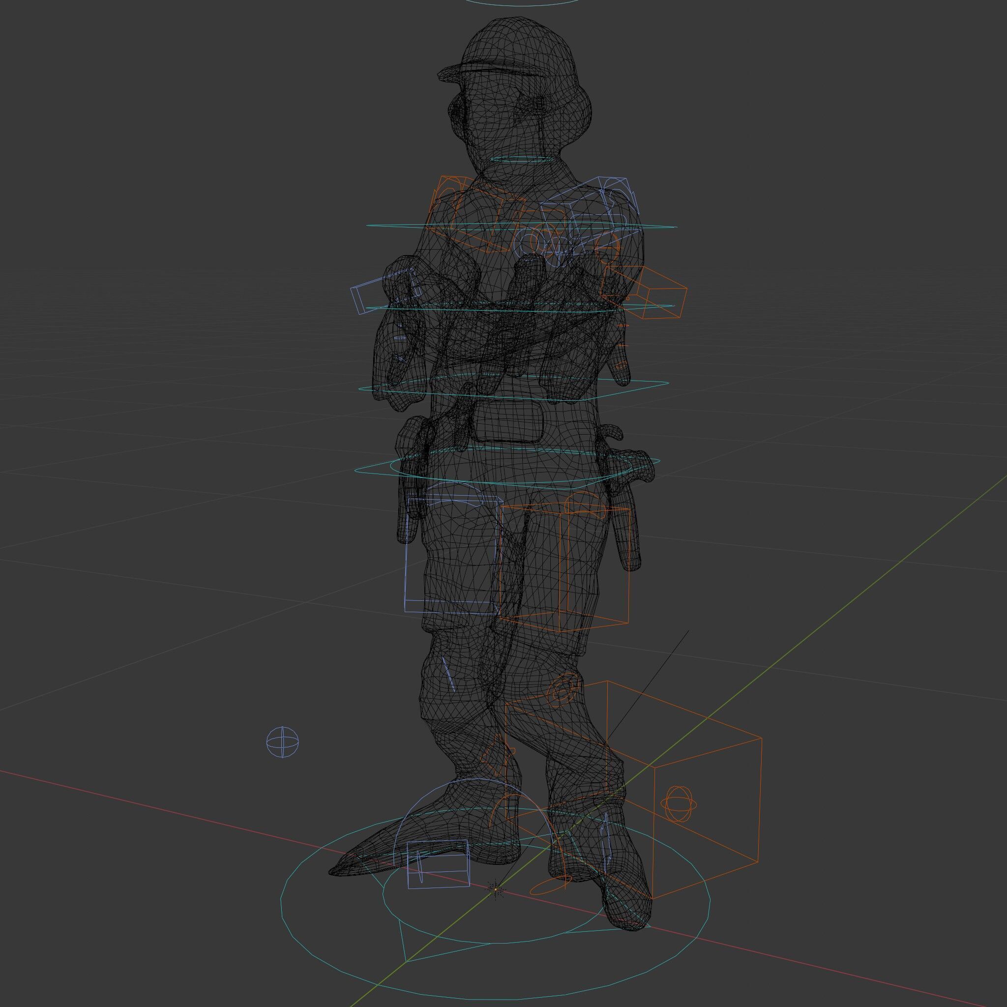 Engineer Character Model Rigged and Animated Low-poly 3D model_5
