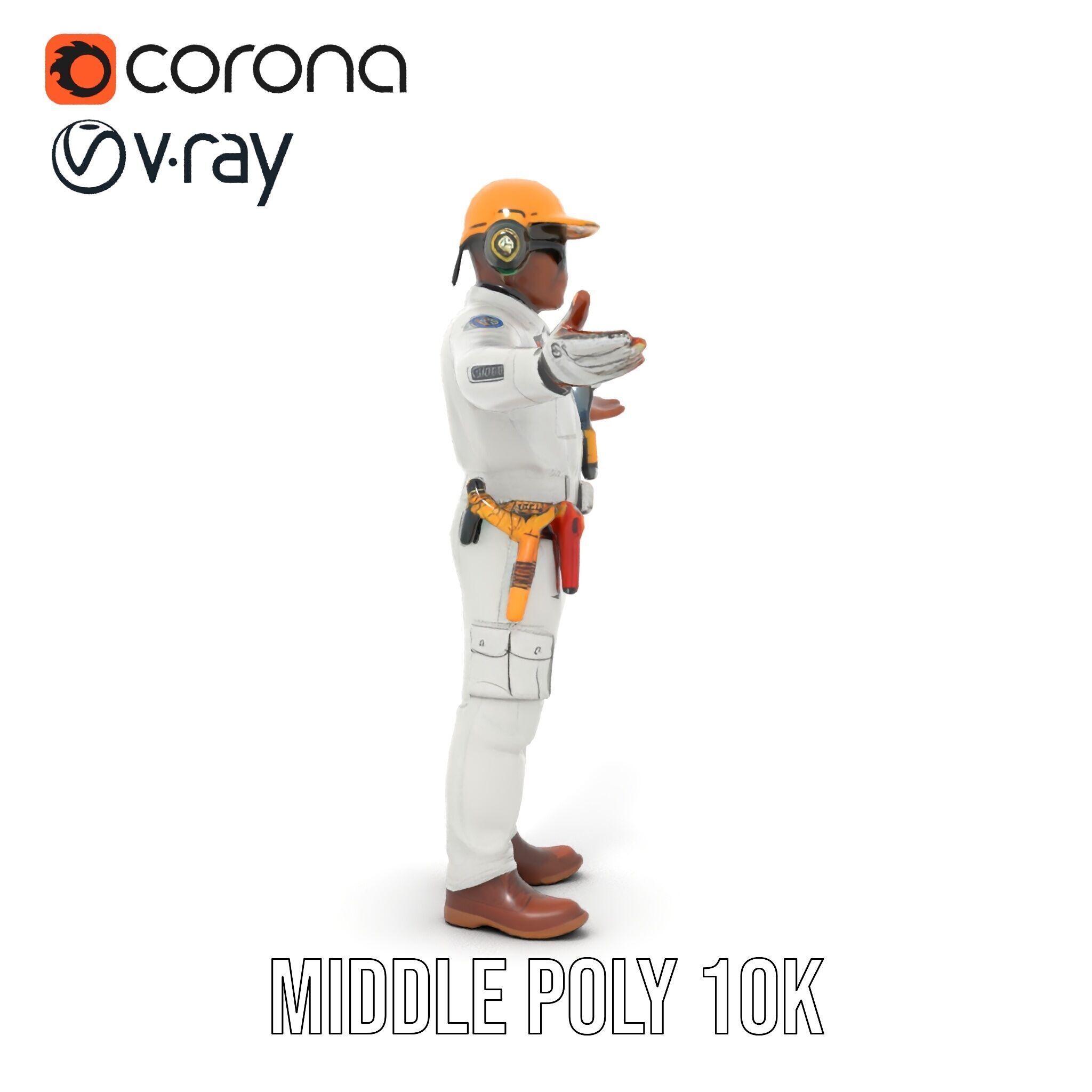 Engineer Character Model Rigged and Animated Low-poly 3D model_29