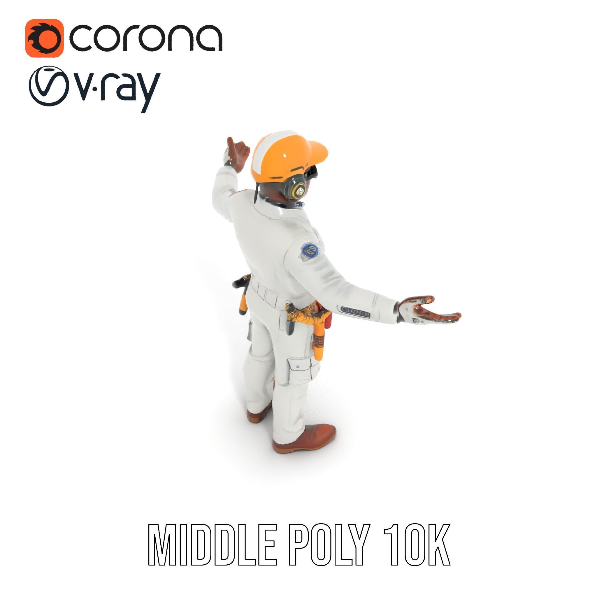 Engineer Character Model Rigged and Animated Low-poly 3D model_15