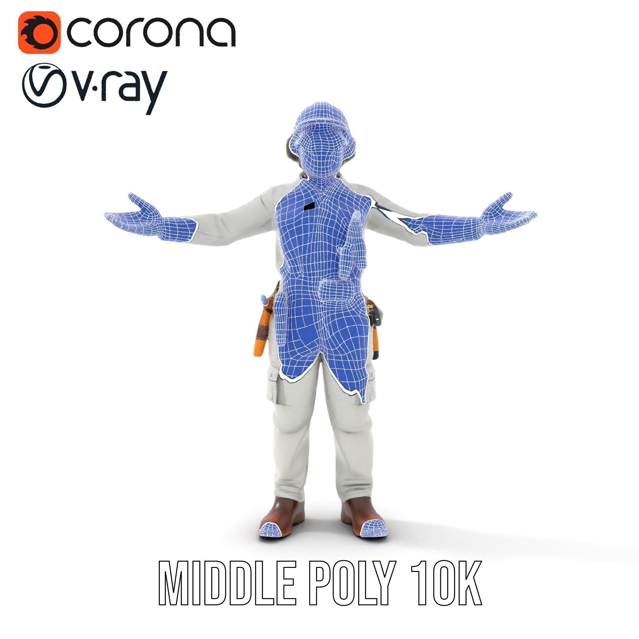 Engineer Character Model Rigged and Animated Low-poly 3D model_34