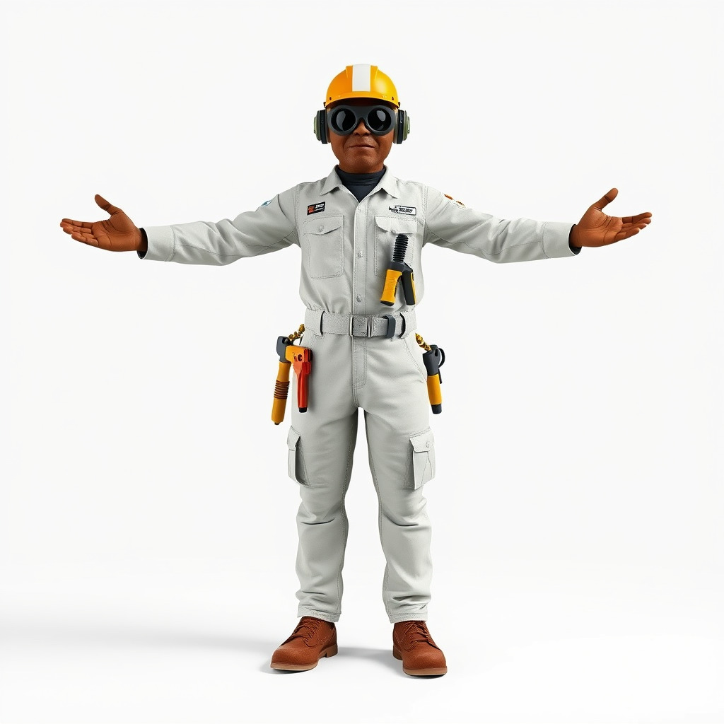 Engineer Character Model Rigged and Animated Low-poly 3D model_2