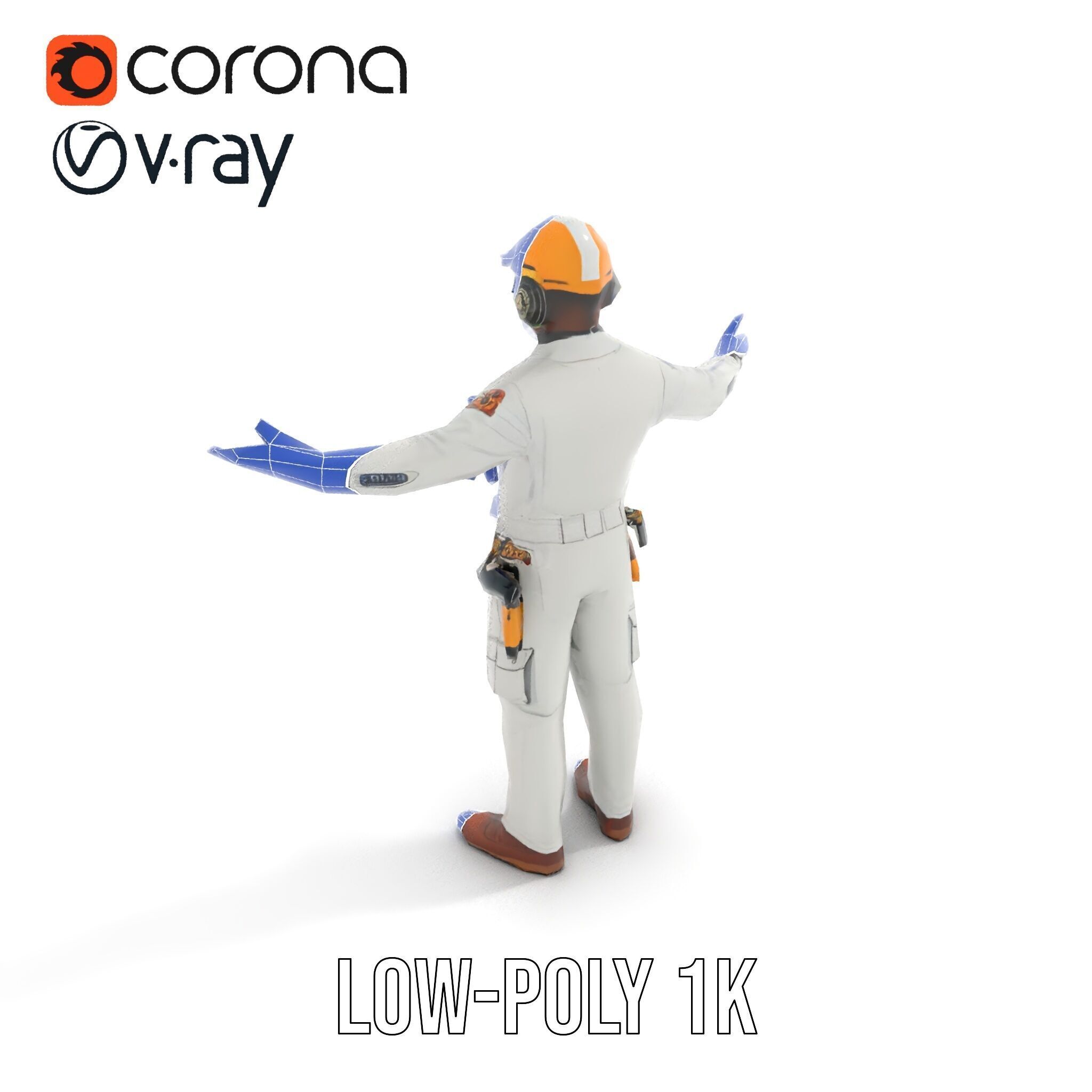 Engineer Character Model Rigged and Animated Low-poly 3D model_30