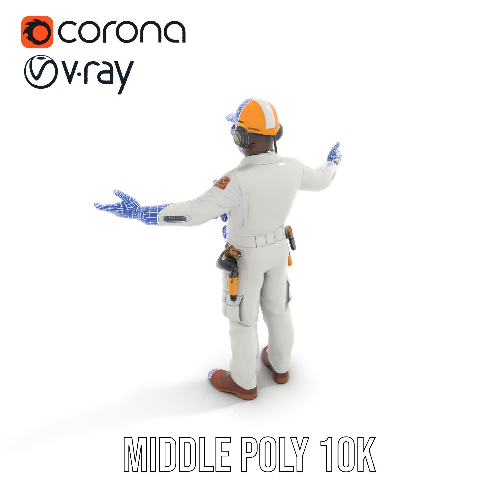 Engineer Character Model Rigged and Animated Low-poly 3D model_23