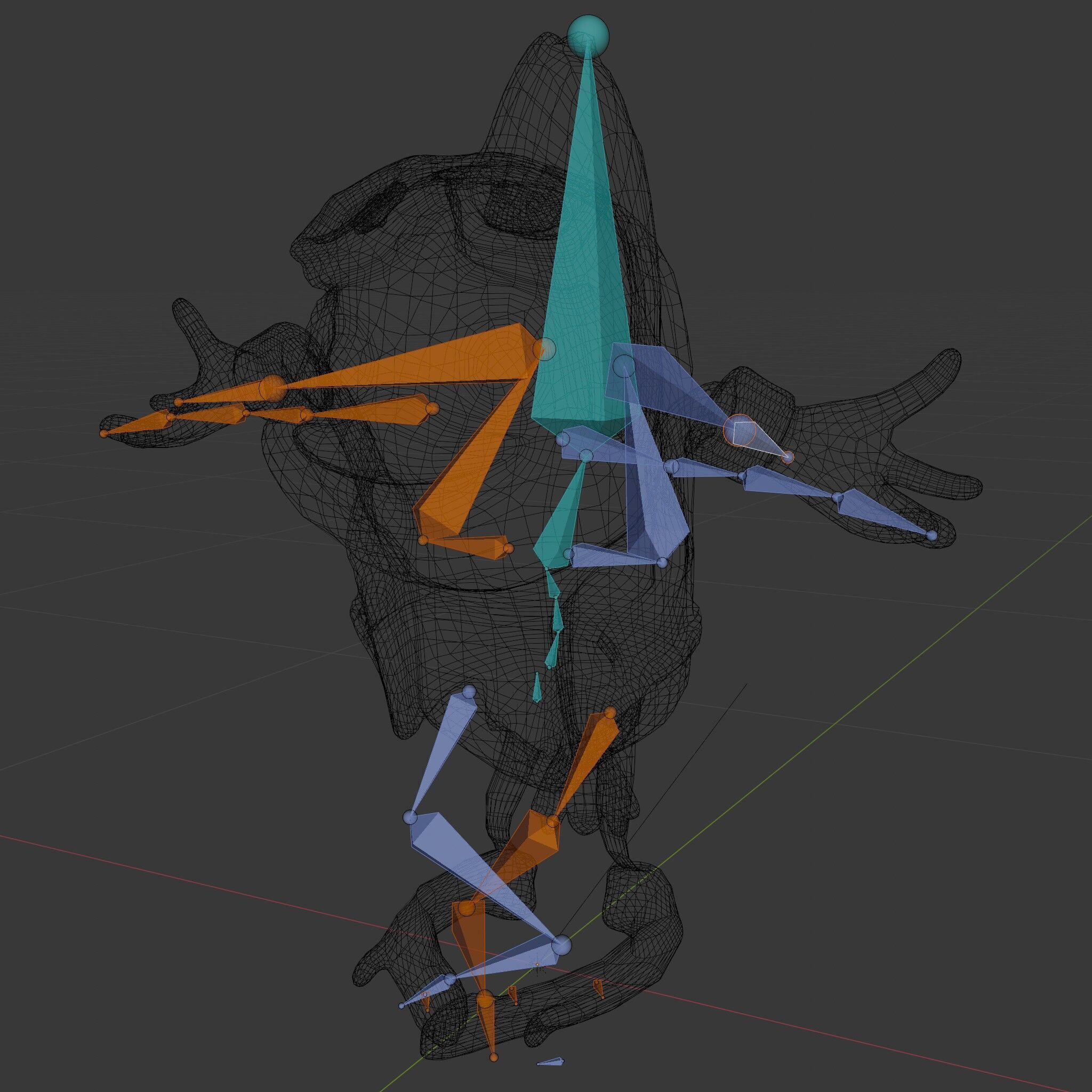 Cheerful Orange Bird Character Rigged and Animated Low-poly 3D model_6