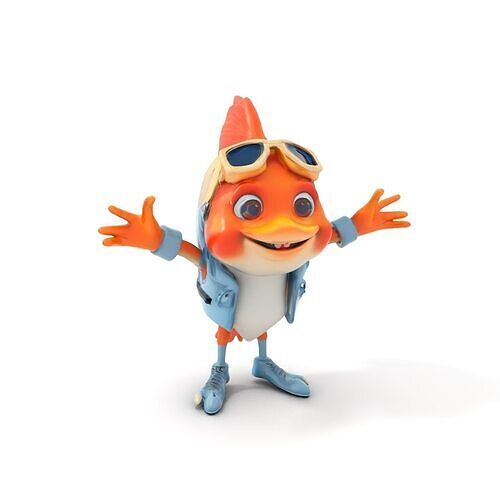Cheerful Orange Bird Character Rigged and Animated Low-poly 3D model