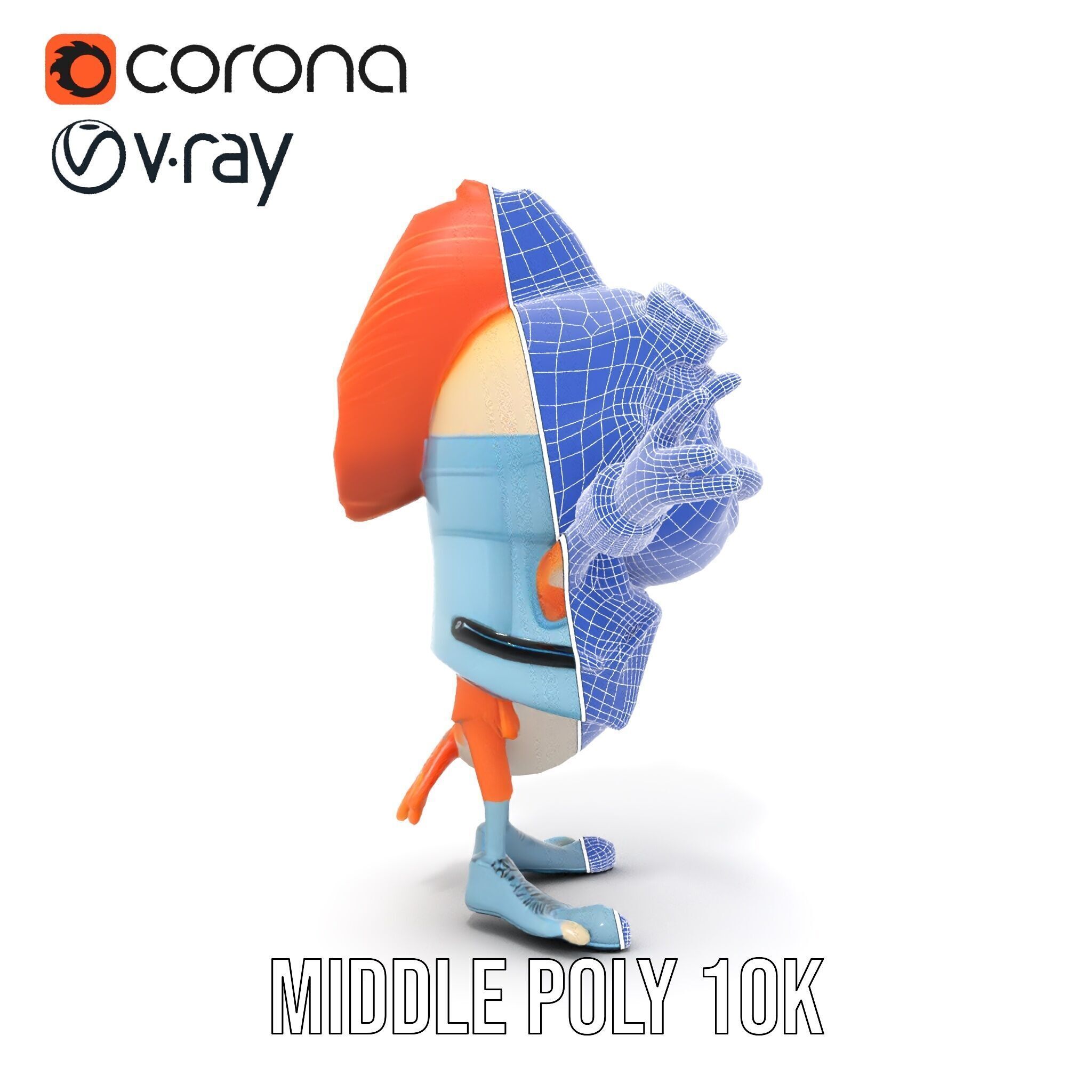 Cheerful Orange Bird Character Rigged and Animated Low-poly 3D model_34