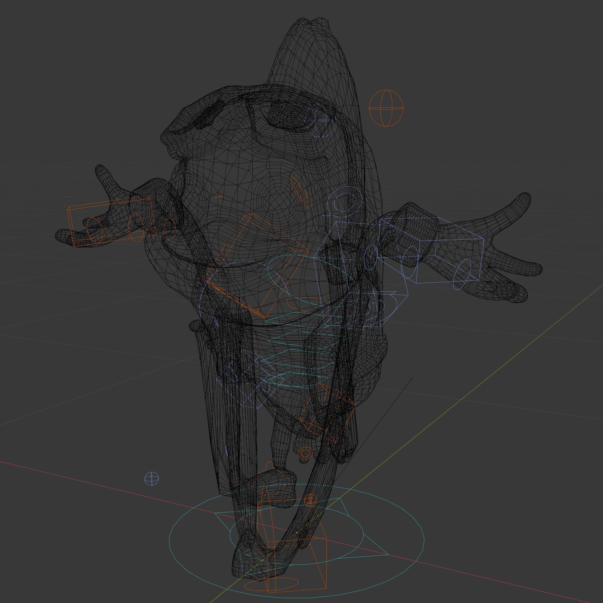 Cheerful Orange Bird Character Rigged and Animated Low-poly 3D model_5