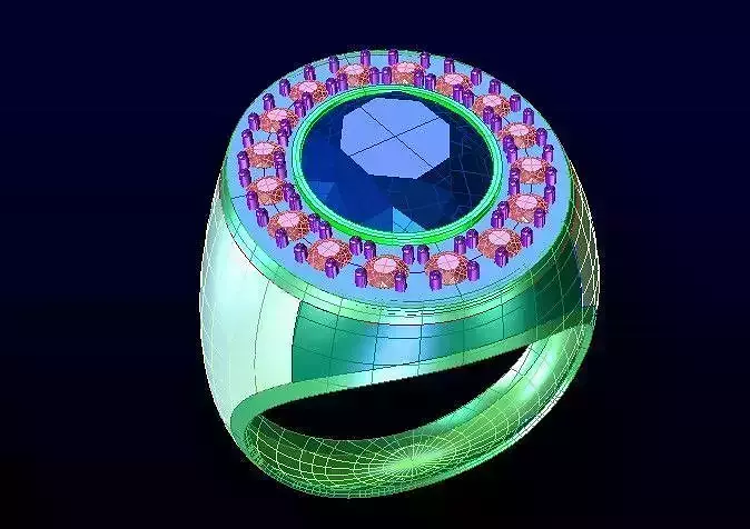 G1005 Bejeweled Edge Signet Ring 5gm