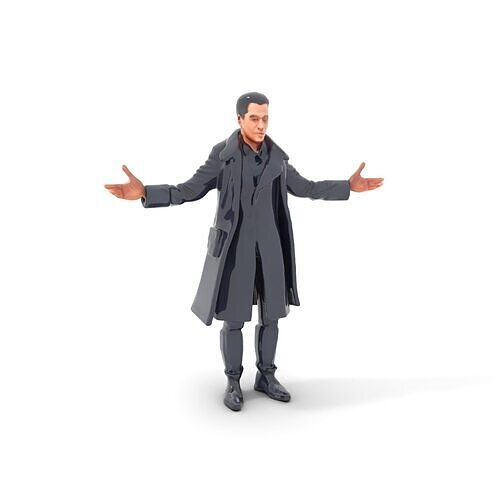 Dark Suit Agent Character Rigged and Animated Low-poly 3D model