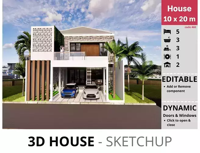House 10x20m code 460- Sketchup 3D model 3D model