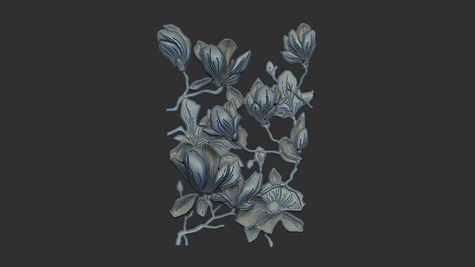 Magnolia cnc design floral organic petal 3D print model