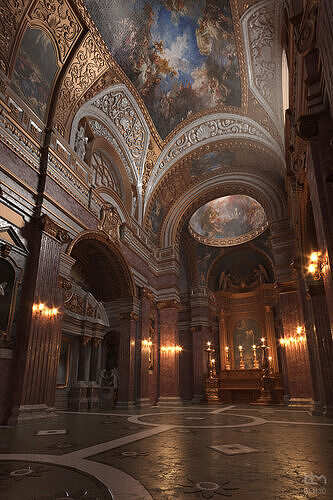 Interior Classic Hall Cathedral St Maria Maddalena - Rome-Italy 3D model