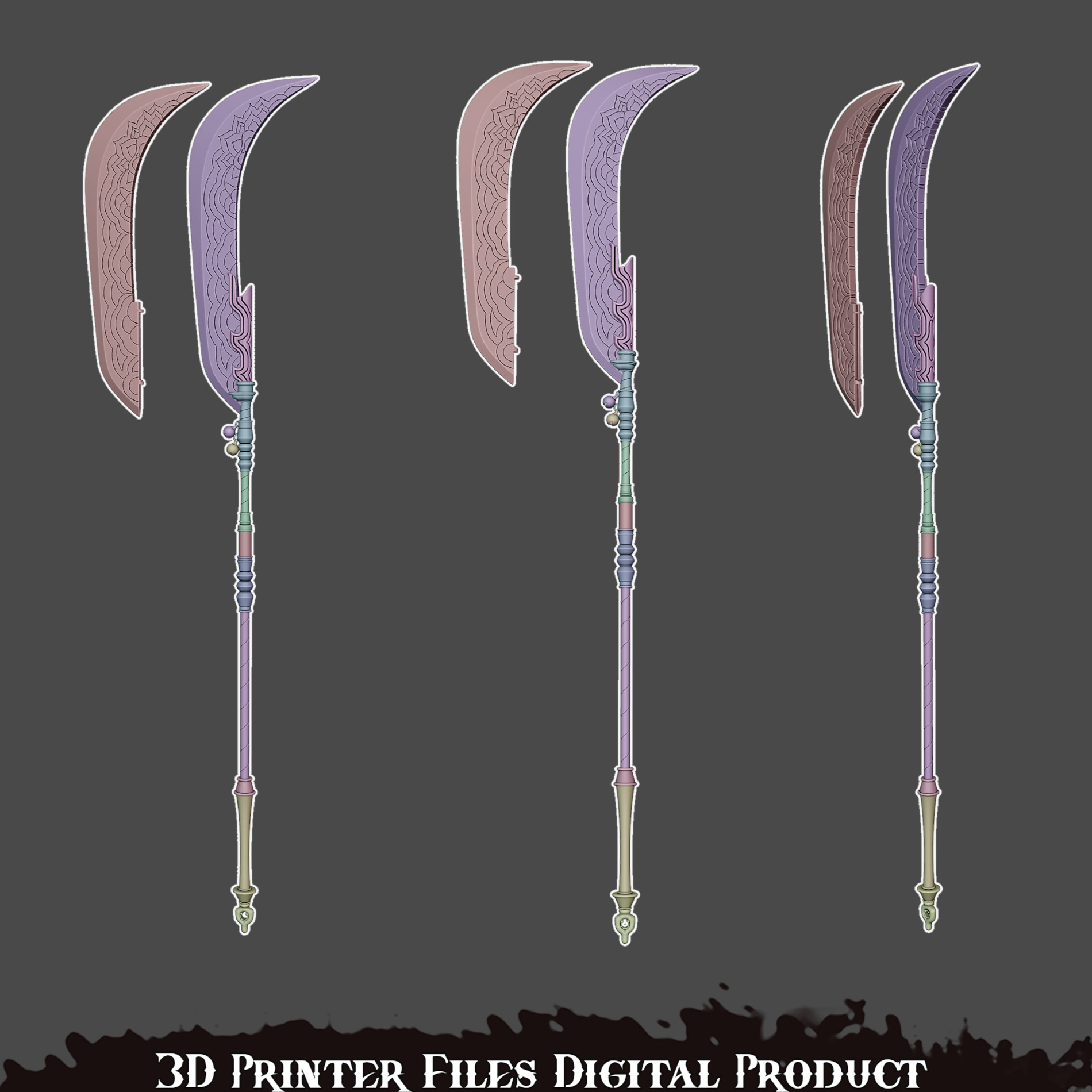 Mira Cosplay Go Dok Woldo Glaive weapon Kpop Demon Hunters 3D print model_12