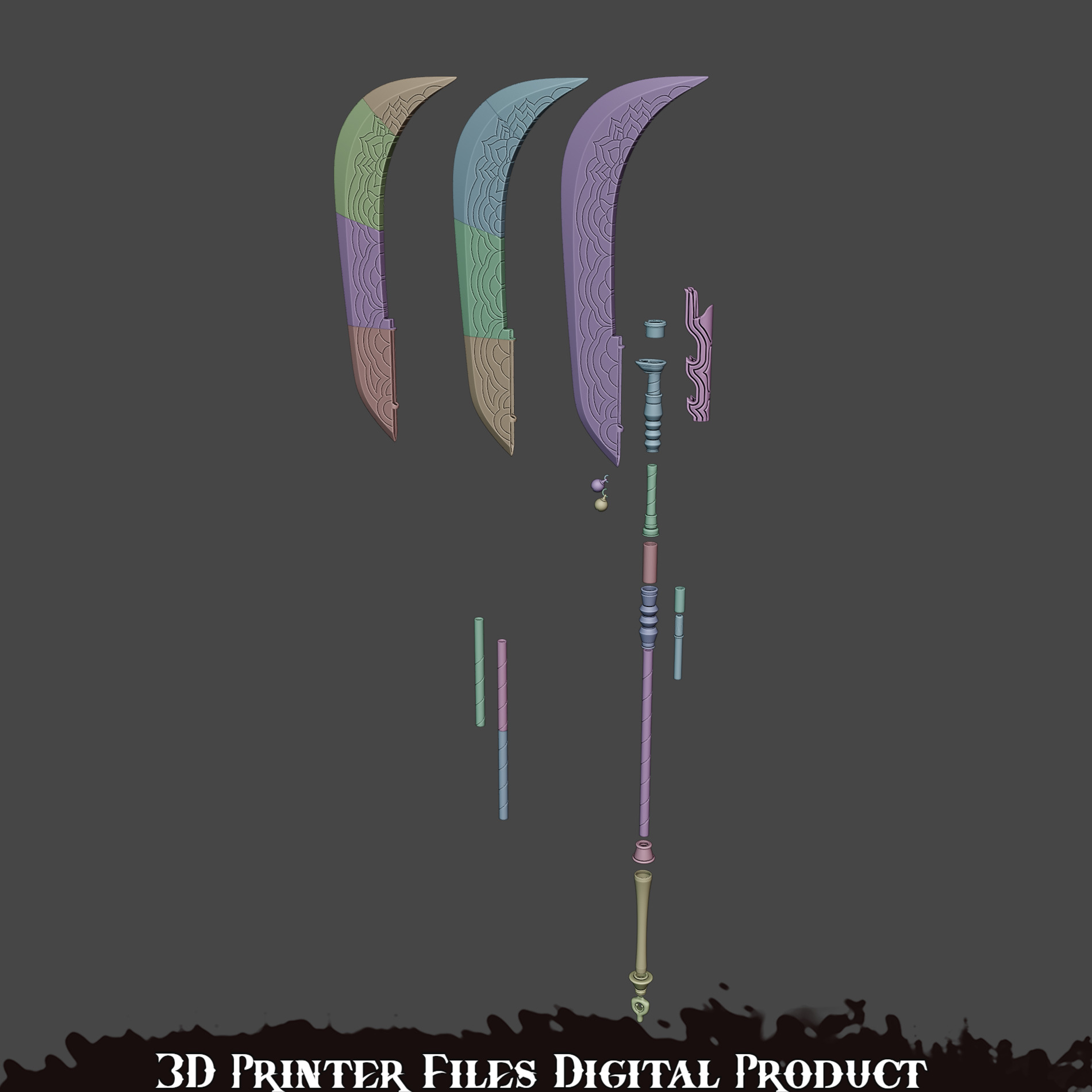 Mira Cosplay Go Dok Woldo Glaive weapon Kpop Demon Hunters 3D print model_7