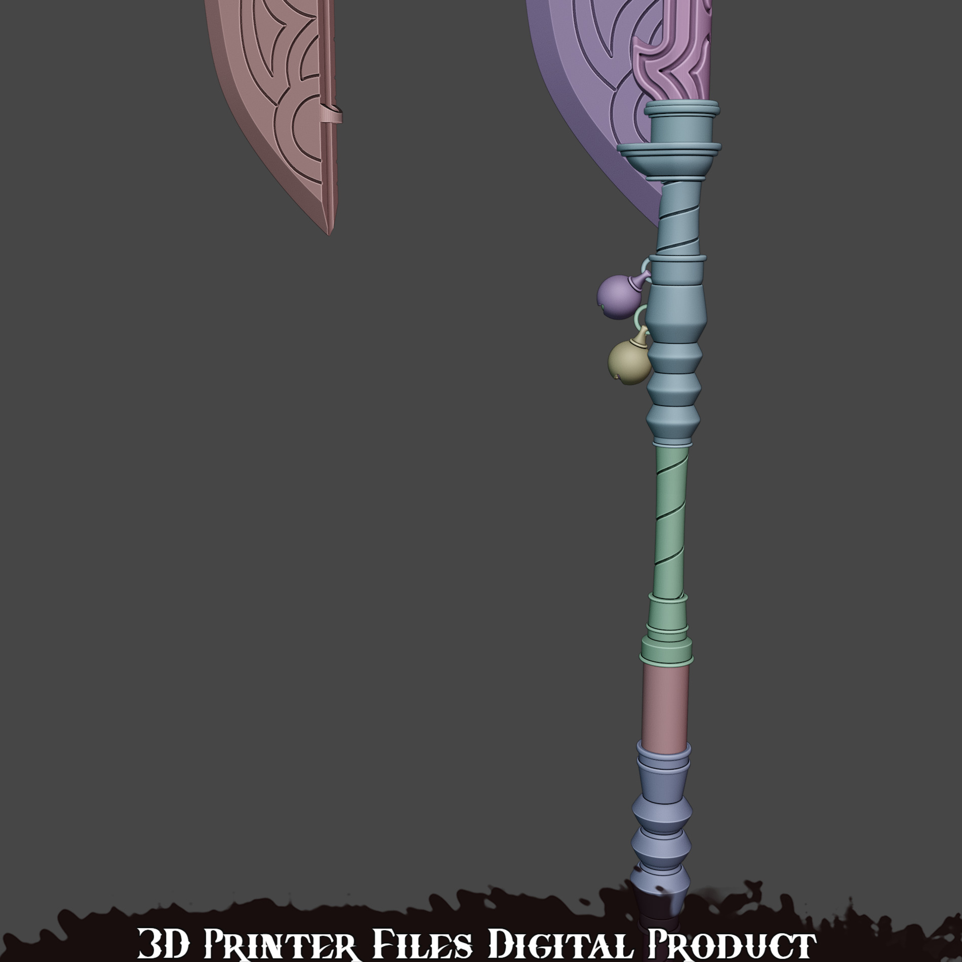 Mira Cosplay Go Dok Woldo Glaive weapon Kpop Demon Hunters 3D print model_8