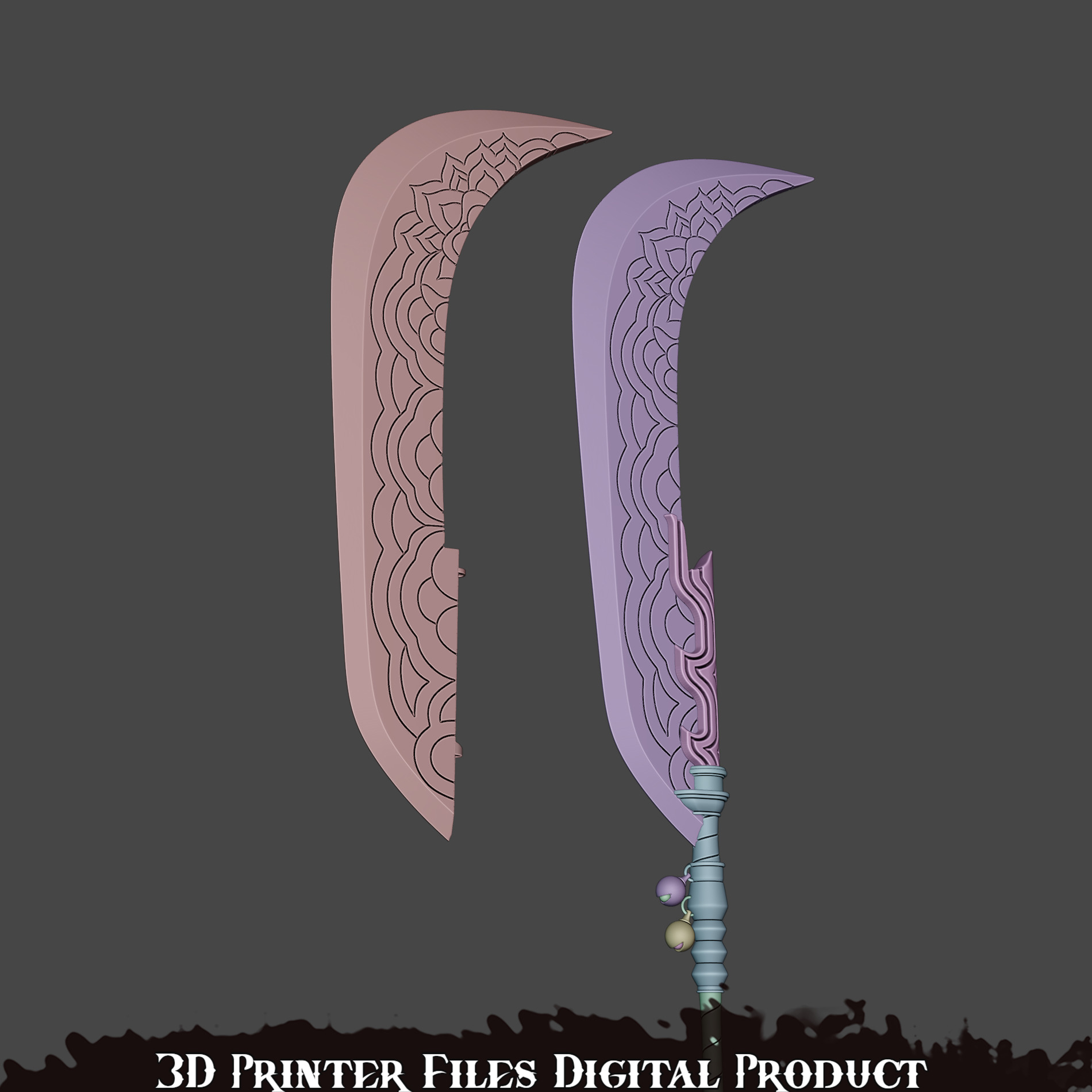 Mira Cosplay Go Dok Woldo Glaive weapon Kpop Demon Hunters 3D print model_6