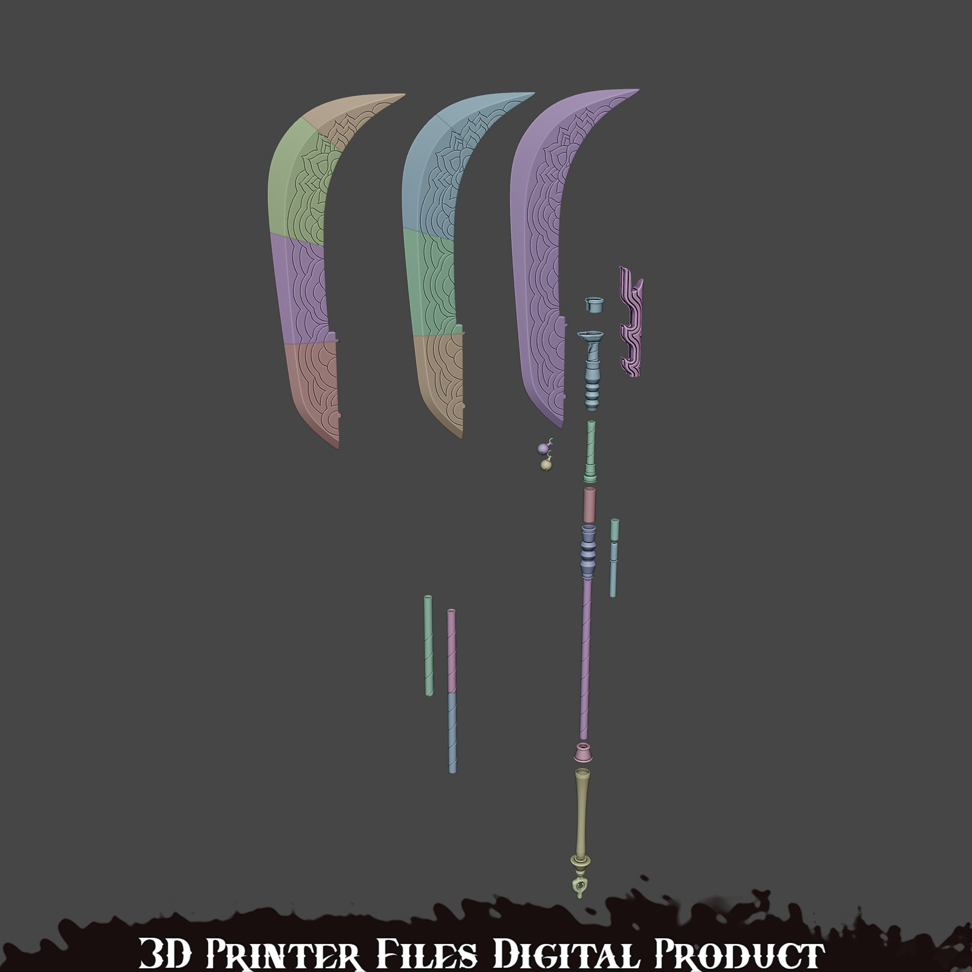 Mira Cosplay Go Dok Woldo Glaive weapon Kpop Demon Hunters 3D print model_11