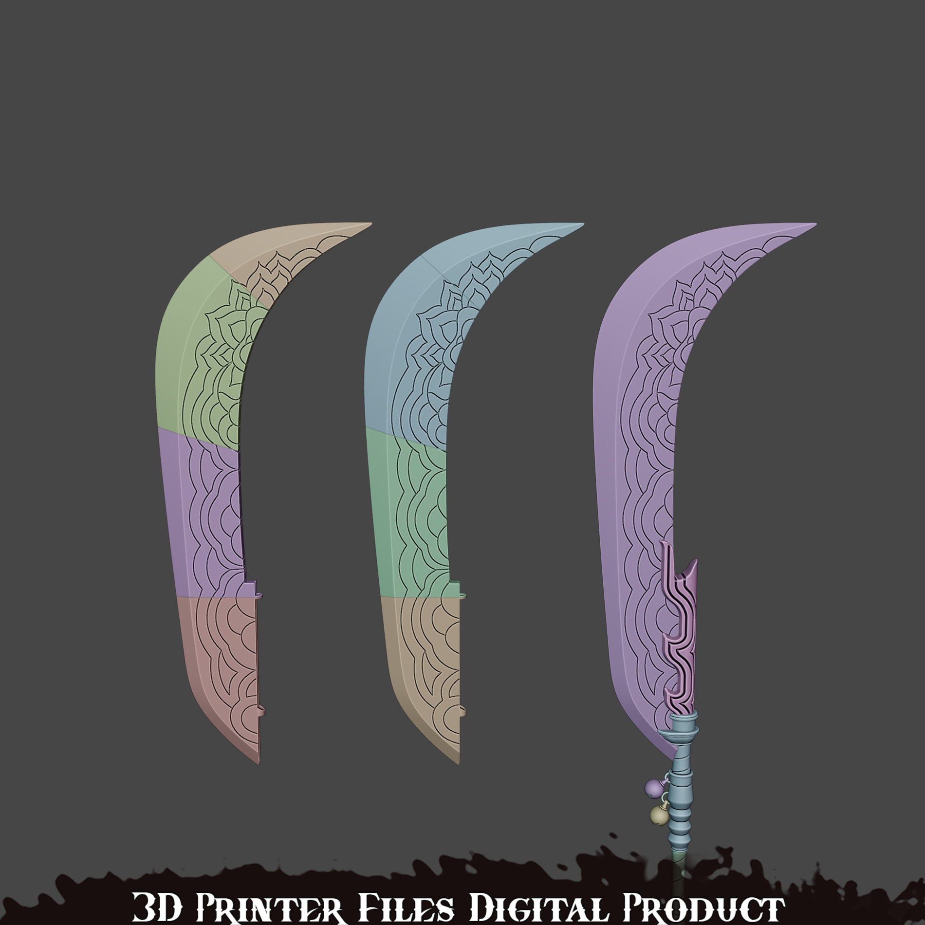 Mira Cosplay Go Dok Woldo Glaive weapon Kpop Demon Hunters 3D print model_10