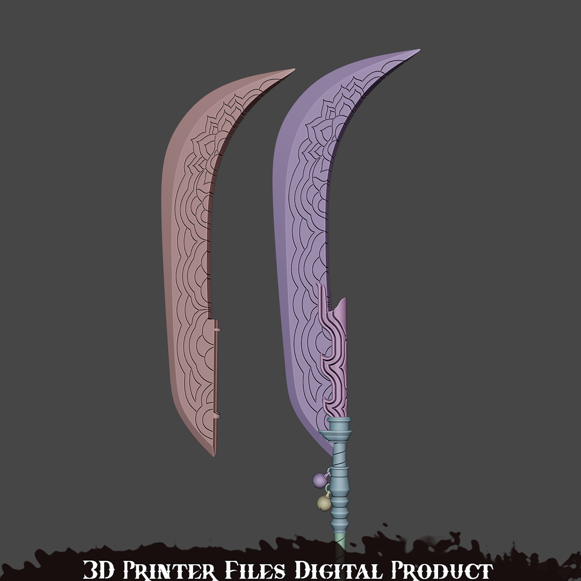 Mira Cosplay Go Dok Woldo Glaive weapon Kpop Demon Hunters 3D print model_5