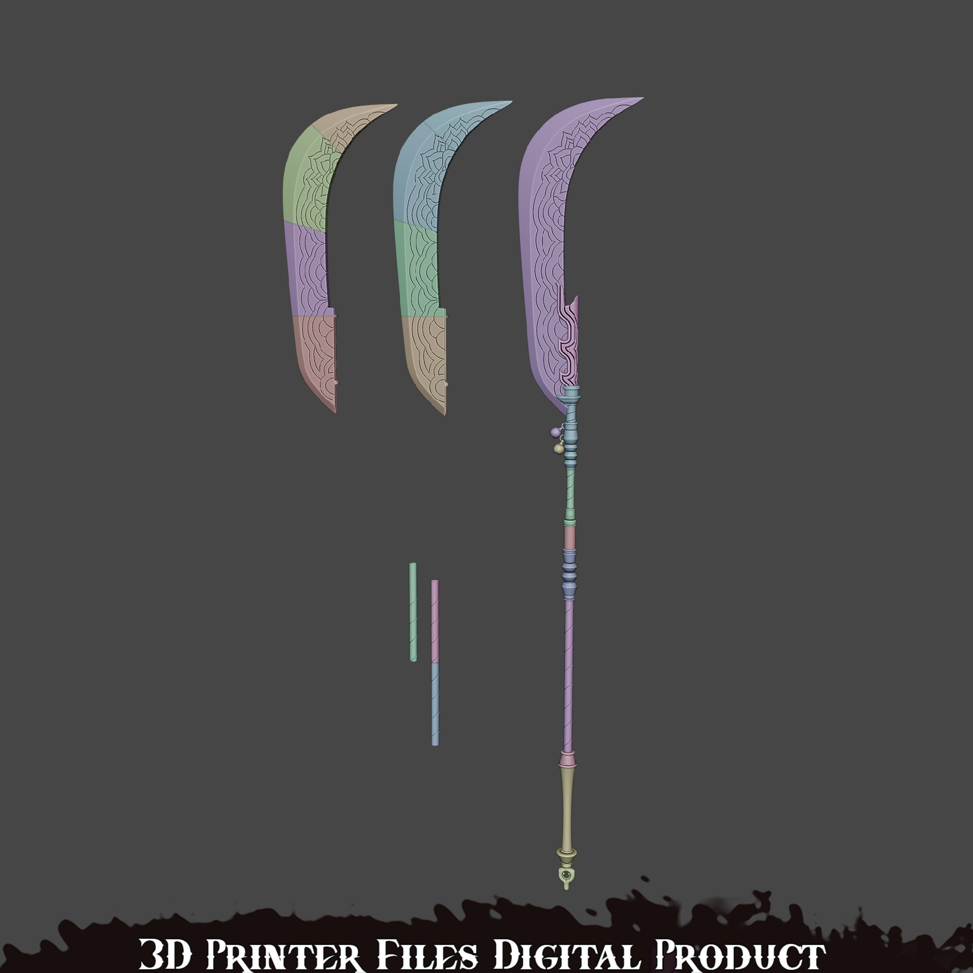 Mira Cosplay Go Dok Woldo Glaive weapon Kpop Demon Hunters 3D print model_9