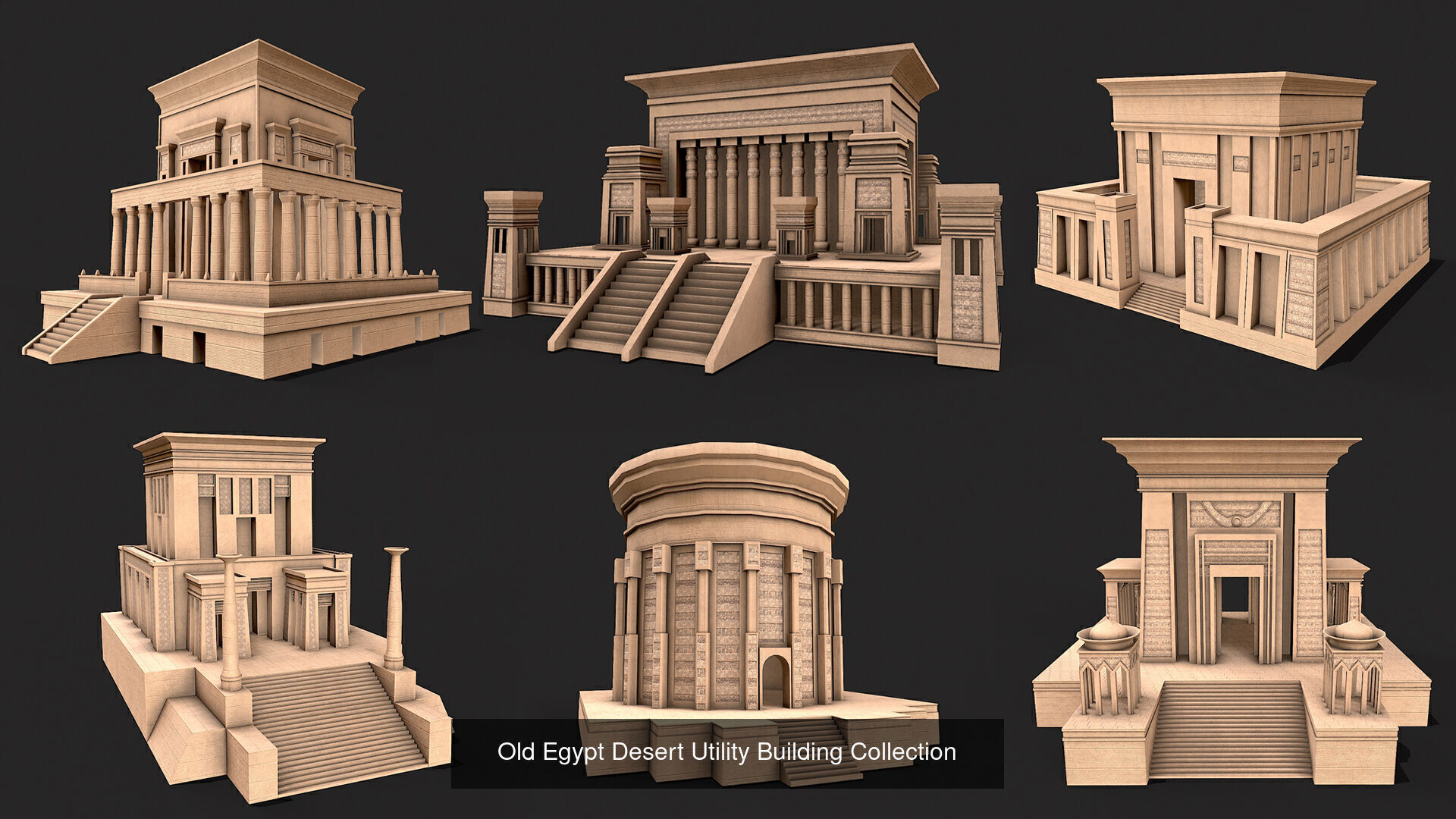 Egypt Desert Clay Utility Buildings Houses Pyramids Collection _3