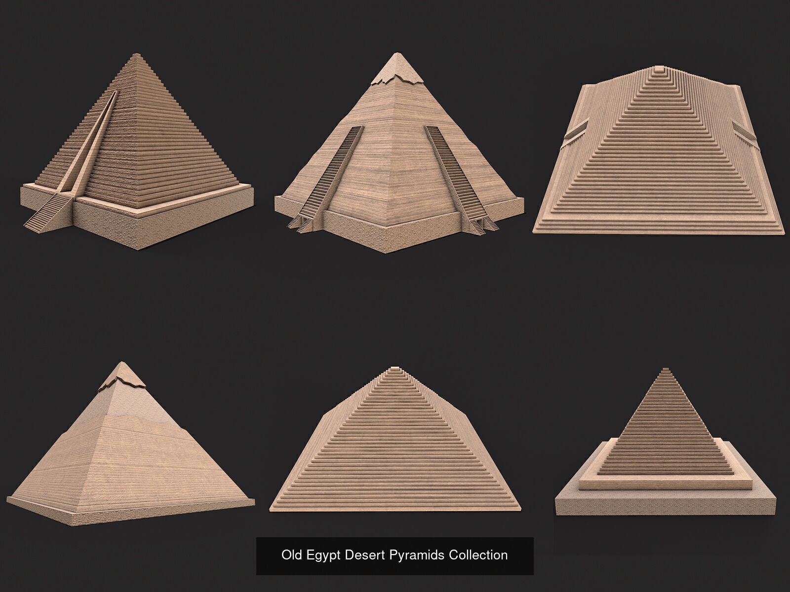 Egypt Desert Clay Utility Buildings Houses Pyramids Collection _4