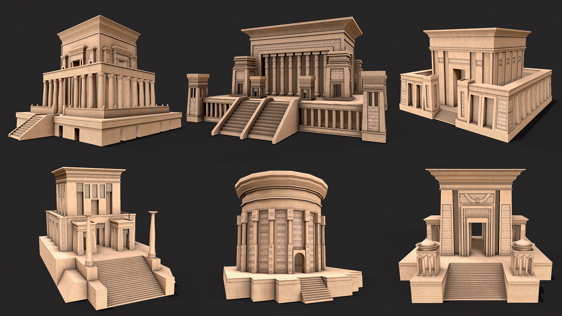 Egypt Desert Clay Utility Buildings Houses Pyramids Collection _8