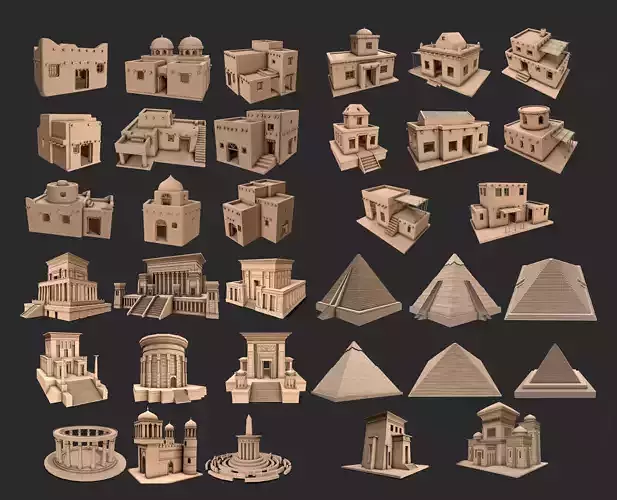 Egypt Desert Clay Utility Buildings Houses Pyramids Collection 
