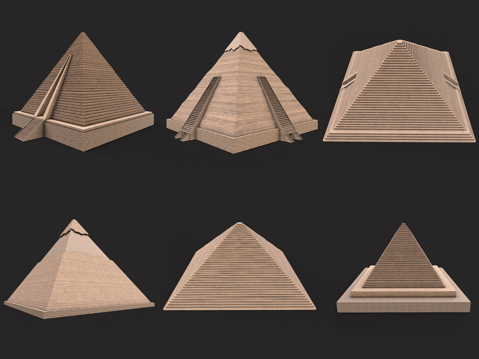 Egypt Desert Clay Utility Buildings Houses Pyramids Collection _9