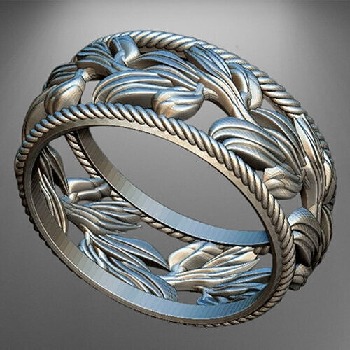Rose Gold Leaf Ring STL File - 3D Printable Jewelry 3D print model