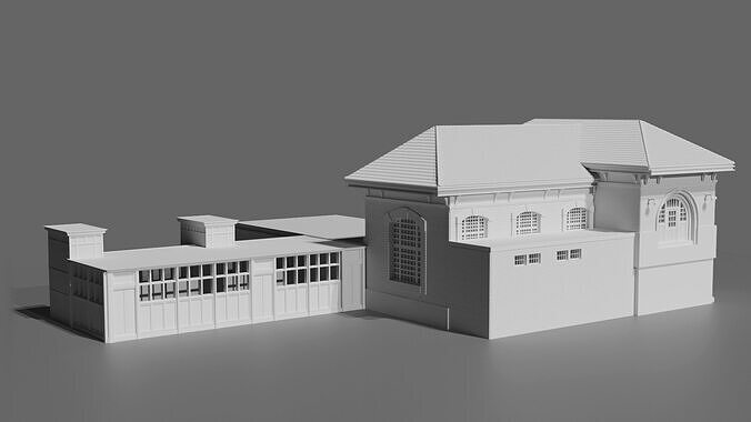 Rhinecliff Detailed Brick Train Station Low-poly 3D print model