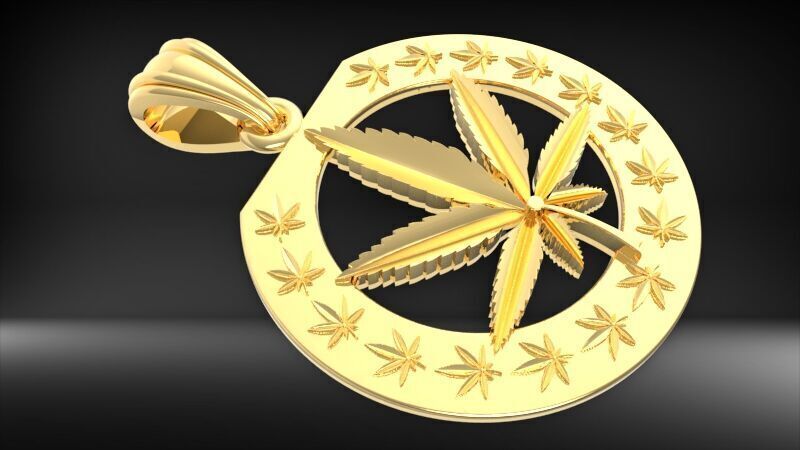 Cannabis leaf marijuana hemp ganja 3D print model_13