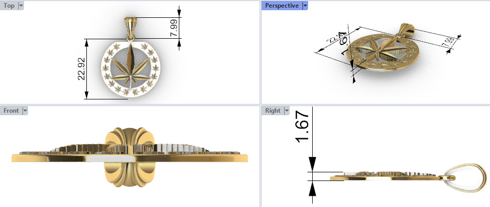 Cannabis leaf marijuana hemp ganja 3D print model_17