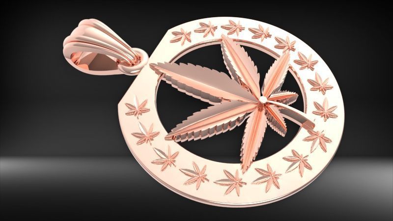 Cannabis leaf marijuana hemp ganja 3D print model_10