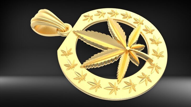 Cannabis leaf marijuana hemp ganja 3D print model_7