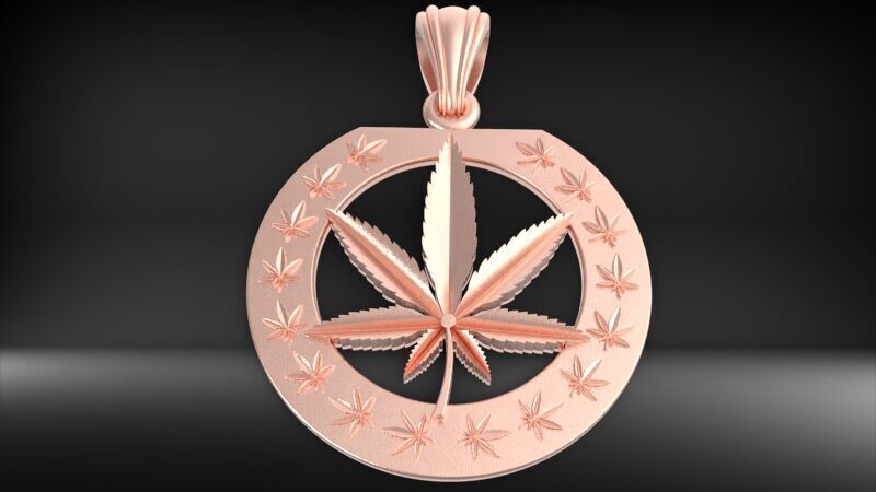 Cannabis leaf marijuana hemp ganja 3D print model_8