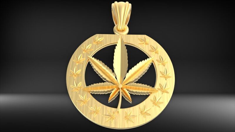Cannabis leaf marijuana hemp ganja 3D print model_14