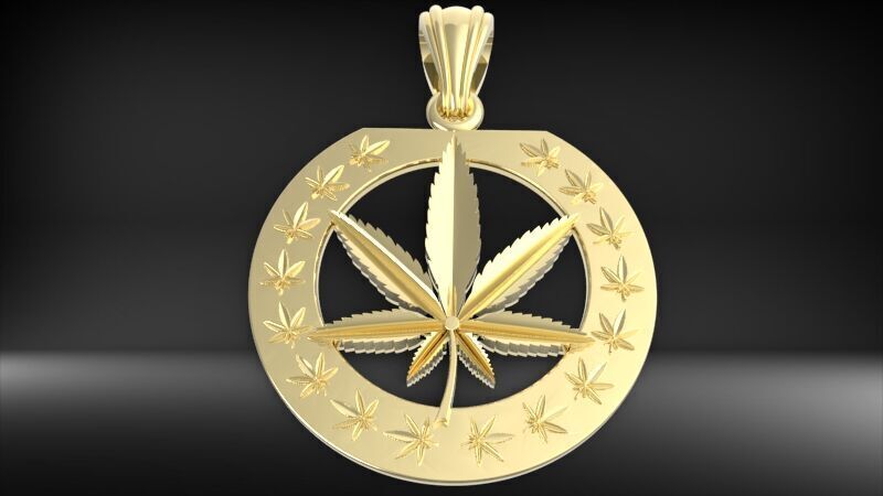 Cannabis leaf marijuana hemp ganja 3D print model_6