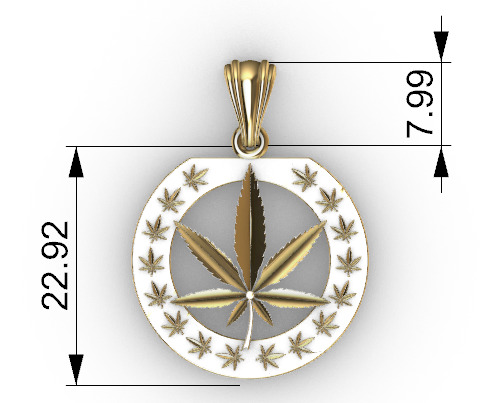 Cannabis leaf marijuana hemp ganja 3D print model_16