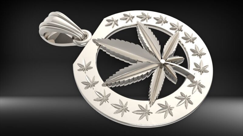 Cannabis leaf marijuana hemp ganja 3D print model_15