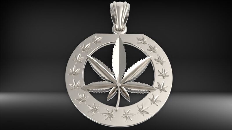 Cannabis leaf marijuana hemp ganja 3D print model_3