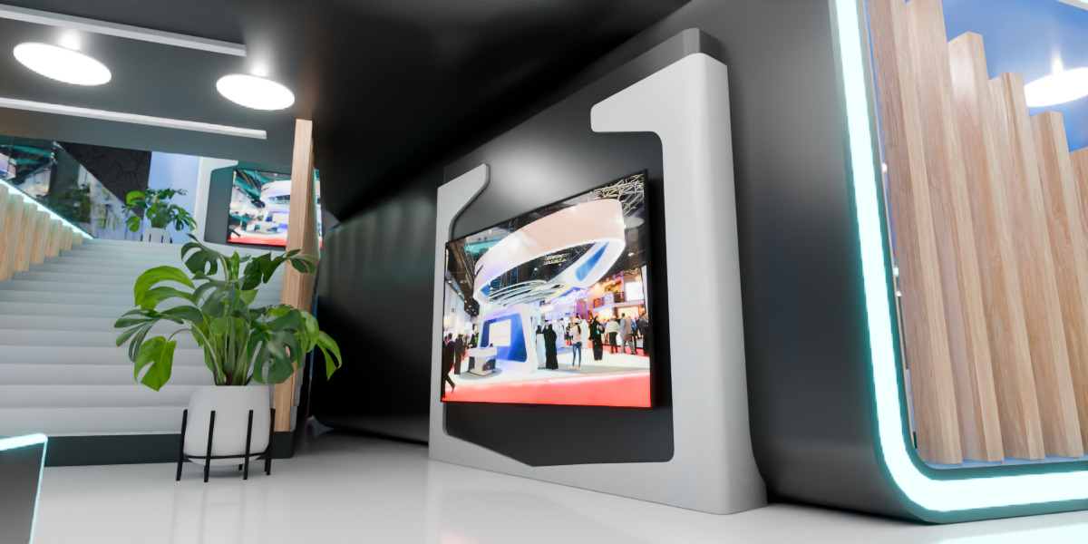 Modern Double Story Exhibition Booth Blender Scene 3D model_6