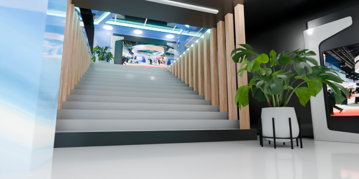 Modern Double Story Exhibition Booth Blender Scene 3D model_5