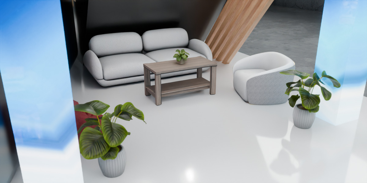 Modern Double Story Exhibition Booth Blender Scene 3D model_2