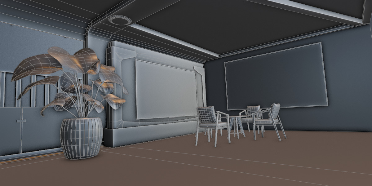 Modern Double Story Exhibition Booth Blender Scene 3D model_23