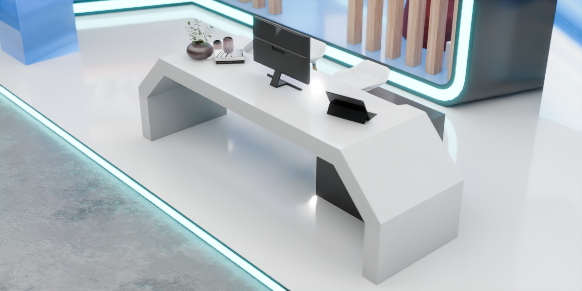 Modern Double Story Exhibition Booth Blender Scene 3D model_1