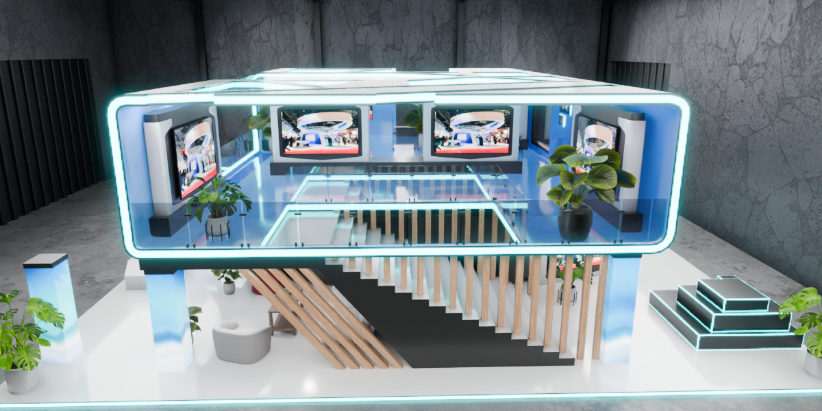 Modern Double Story Exhibition Booth Blender Scene 3D model_17