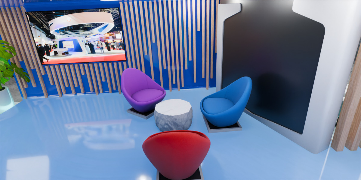 Modern Double Story Exhibition Booth Blender Scene 3D model_9