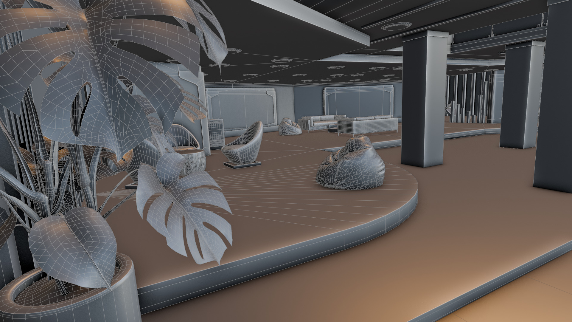 Modern Double Story Exhibition Booth Blender Scene 3D model_29